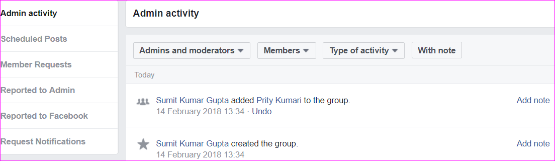 facebook group activity