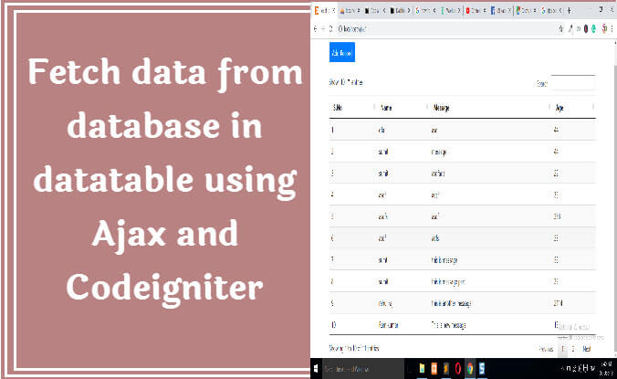 Ajax codeigniter fetch data from database in datatable