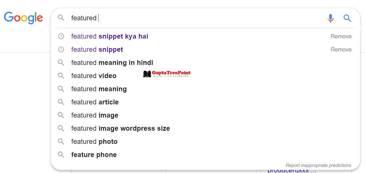 Related search term of Google